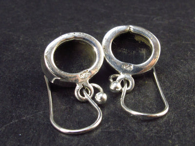Black Onyx Cabochon Sterling Silver Earrings - 0.9" - 4.7 Grams