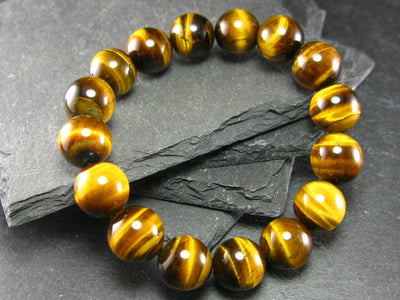 Tiger Eye Genuine Bracelet ~ 7 Inches ~ 12mm Round Beads