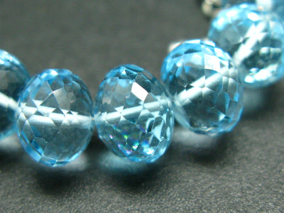 Soft and Gentle!! Natural Sky Blue Topaz Faceted Rondelle Gemstone Bead Necklace from Brazil - 17"