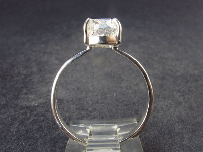 Fine Clear Natural Herkimer Diamond Silver Ring From New York - Size 9 - 2.64 Grams