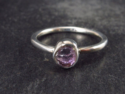 Natural Raw Gemmy Amethyst Crystal Sterling Silver Ring from Brazil - Size 5.5