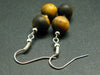 Simply Yet, Vivaciously Lovely!! Unpolished 10mm Golden - Yellow Round Tiger Eye Beads Dangle Shepherd Hook Earrings