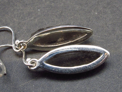 Rare Saffordite Cintamani Stone Pseudotektite Silver Earrings from Arizona USA - 1.3" - 3.42 Grams