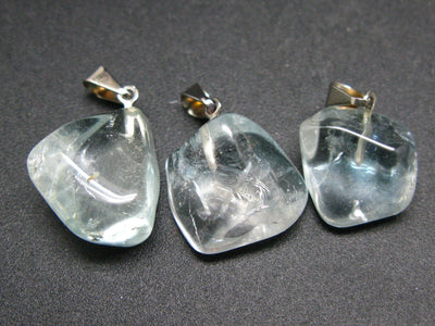 Lot of 3 Natural Tumbled Blue Topaz Pendant from Brazil