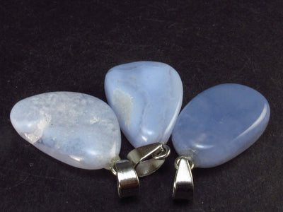 Lot of 3 Natural Blue Chalcedony Pendant from Madagascar
