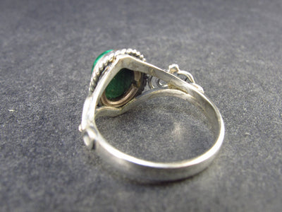 Malachite Cabochon Silver Ring - 3.53 Grams - Size 7.75