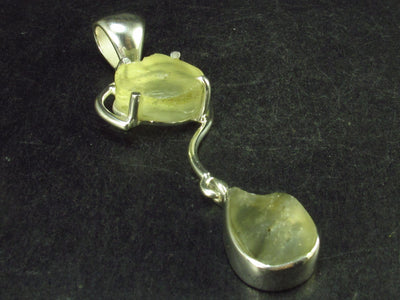 Gem Libyan Desert Glass Tektite Sterling Silver Pendant from Libya - 2.4" - 9.4 Grams