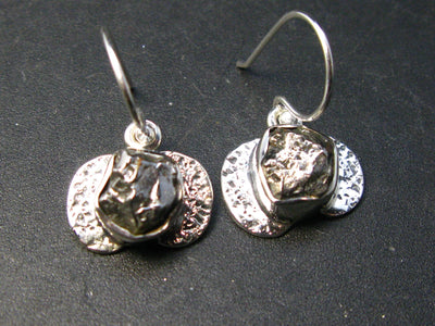 Natural Raw Campo Del Cielo Meteorite Earrings In Sterling Silver From Argentina - 1.0"