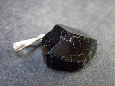 Black Tourmaline Schorl Silver Pendant From Brazil - 1.3" - 6.1 Grams