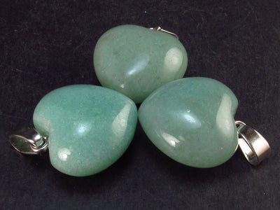 Lot of 3 Natural Green Aventurine Puffed Heart Pendant From India