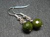 Minimalist and Chic Design - 8mm Faceted Epidote Round Beads Dangle Shepherd Hook Earrings