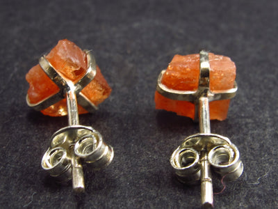 Natural Raw Shiny Sunstone Studs Earrings In Sterling Silver - 0.6"
