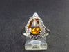 Stone of Success!! Large Natural Golden Yellow Citrine Sterling Silver Ring with CZ - Size 7.75 - 2.84 Grams