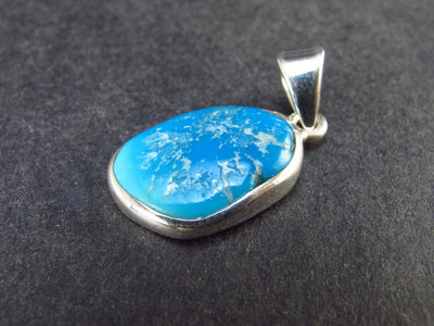 Amazing Intense Blue Genuine Turquoise 925 Silver Pendant - 1.0" - 2.32 Grams