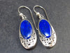 Minimalist and Chic Design - Natural Lapis Lazuli Sterling Silver Dangle Shepherd Hook Earrings from Afghanistan - 3.9 Grams
