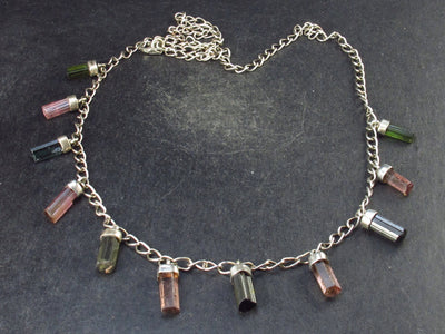 Tourmaline Crystal Silver Necklace from Brazil - 20" - 10.1 Grams
