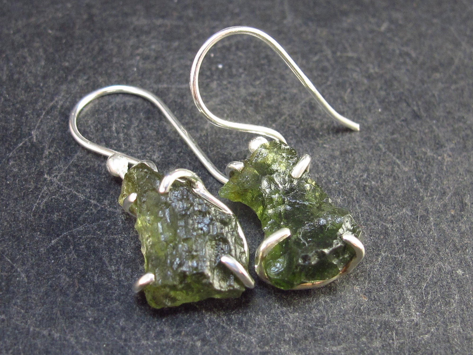 Moldavite Czech Tektite shops Genuine Mineral Dangle 925 Earrings Crystal Rock Jewelry