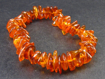 Natural Cognac Color Baltic Amber Stretch Bracelet from Poland - 7" - 9.4 Grams