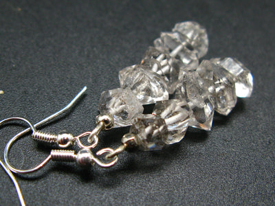 Fine Herkimer Diamond Beads Dangle shepherd hook Earrings From New York - 1.9"