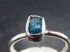 Natural Raw Gemmy Neon Blue Apatite Crystal Sterling Silver Ring From Brazil - Size 6