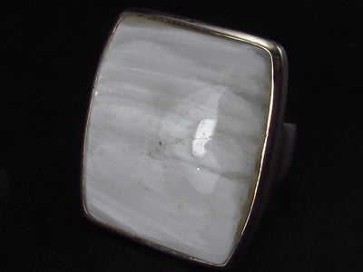Large Scolecite Sterling Silver Ring From India - Size 9