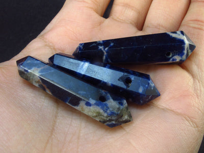 Lot of 3 Natural Sodalite Pencil Point Pendants from Brazil