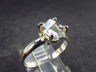 Fine Clear Natural Herkimer Diamond Silver Ring From New York - Size 8 - 2.35 Grams