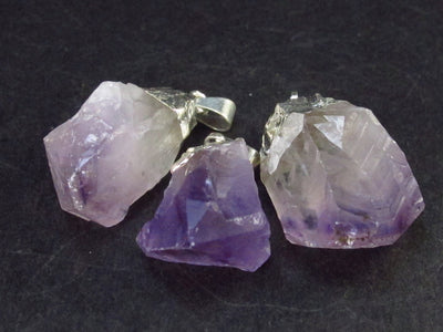 Lot of 3 Natural Raw Amethyst Pendants from Brazil - 24.5 Grams