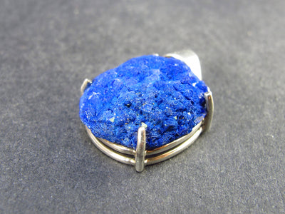 Deep Blue Evening Sky Above Desert!! Saturated Royal Blue Rough Azurite Sterling Silver Pendant - 1.2" - 8.2 Grams