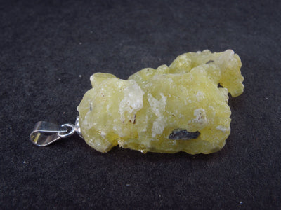 Rare Yellow Brucite Crystal Silver Pendant From Pakistan - 1.4" - 3.9 Grams