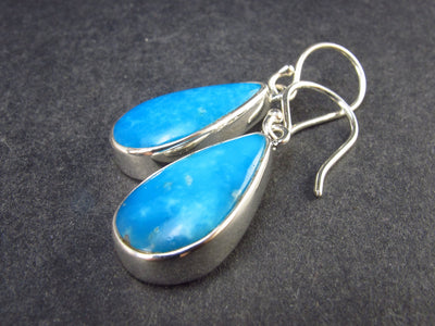 Nice Natural Turquoise Sterling Silver Dangle Earrings from Mexico - 8.0 Grams