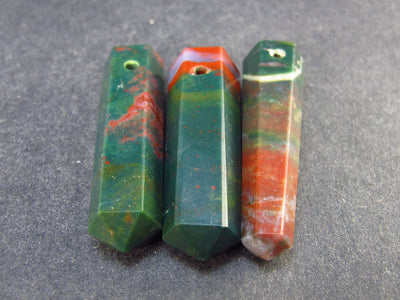 Lot of 3 Bloodstone Pencil Point Pendants From India