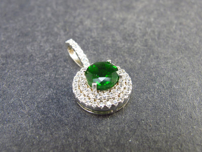 Helenite Gaia Stone Gem Sterling Silver Pendant with CZ From Washington - 0.8" - 0.85 Carats