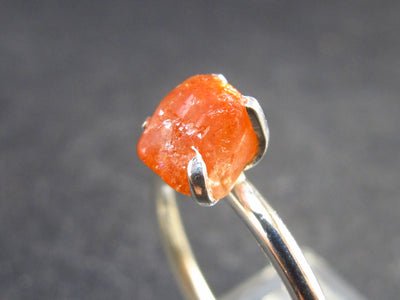 Raw Sunstone 925 Silver Ring From Tanzania - 1.73 Grams - Size 6.5
