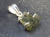 Raw Moldavite Tektite Silver Pendant from Czech Republic - 1.0" - 2.00 Grams