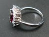 Natural Rectangular Faceted Red Garnet Rhodium Plated Sterling Silver Ring with CZ - Size 6