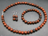 One-of-A-Kind!! Genuine Mahogany Obsidian Stone Necklace Earrings Bracelet Round 10mm Beads Set from Mexico