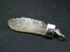 Gem Libyan Desert Glass Tektite Free Form Pendant Sterling Silver from Libya - 1.9" - 4.4 Grams