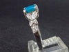 Cute Delicate Genuine Turquoise Sterling Silver Ring with CZ - Size 9