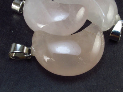 Symbol of Love and Beauty!! Lot of Three 3 Rich Pink Rose Quartz Moon Pendant from Madagascar