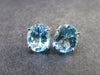 Gem Blue Topaz Faceted Silver Stud Earrings - 3.37 Grams