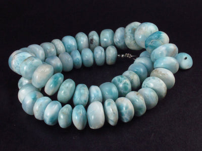 Larimar Necklace Rondelle Beads From Dominican Republic - 18.5" - 115 Grams