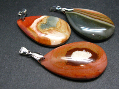 Lot of 3 Natural Multicolored Polychrome Jasper Pendant from Madagascar
