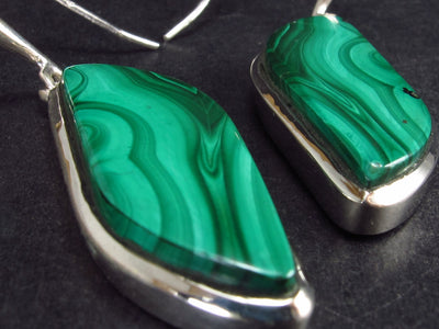 Queen of Green!! Rich Vivid Vibrant Green Malachite Dangling SS Earrings - 1.9"