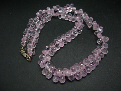 200 Carats!! Sparkly Faceted Natural Morganite Gemstone Bead Necklace from Brazil - 18.5"