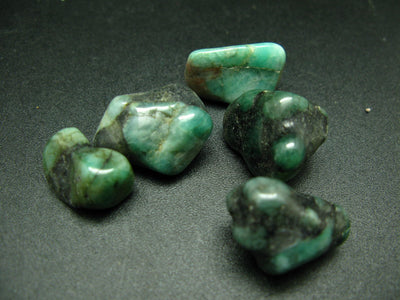 Lot of 5 natural Emerald tumbled stones from Brazil