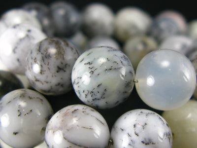 Merlinite Moss Agate Necklace Beads From Brazil - 19" - 10mm Round Beads