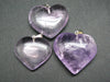 Amazing Lot of 3 Natural Amethyst Heart Shaped Pendants from Brazil