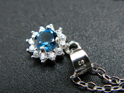 Natural Faceted London Blue Toapz 925 Sterling Silver Set Ring Earring Necklace with CZ