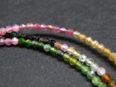Lightweight Gem Sparkly Faceted Multicolor Tourmaline Tiny Beads Necklace from Brazil - 17"